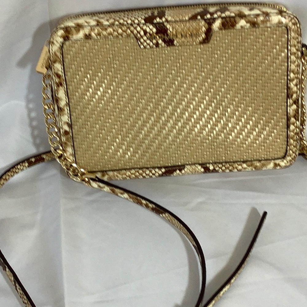 NWT Michael Kors straw python shoulder bag